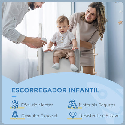 AIYPLAY Escorregador para Crianças de 18-36 Meses com 3 Degraus Antiderrapantes Carga Máxima 30 kg para Interior Casa 157x46,5x80 cm Cinza