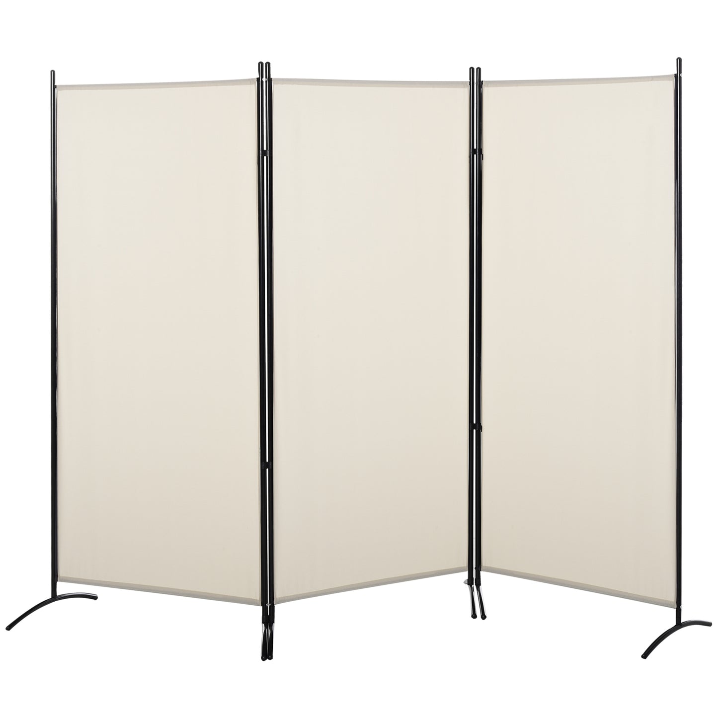 HOMCOM Biombo de 3 Paineis Separador de Ambientes Dobrável 253x50x182 cm Divisor de Ambientes Biombo de Privacidade com 6 Pés de Metal para Escritório Dormitório Bege