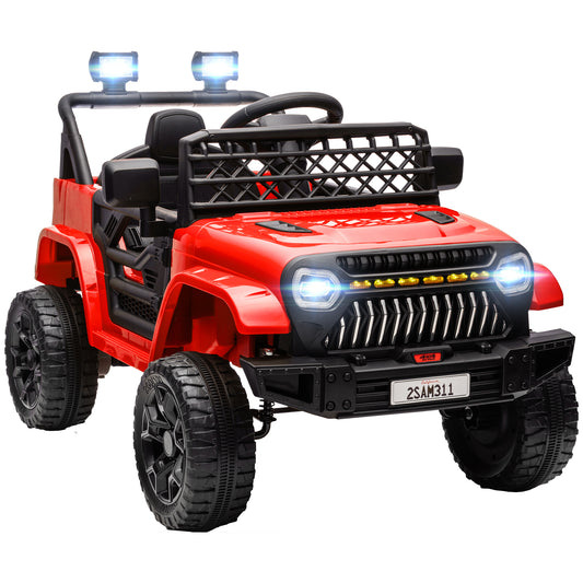 AIYAPLAY Carro Elétrico para Crianças acima de 3 Anos Carro Elétrico Infantil UTV Carro a Bateria 12V com Controlo Remoto Velocidade Ajustável USB Faróis e Buzina 95x62,5x65 cm Vermelho