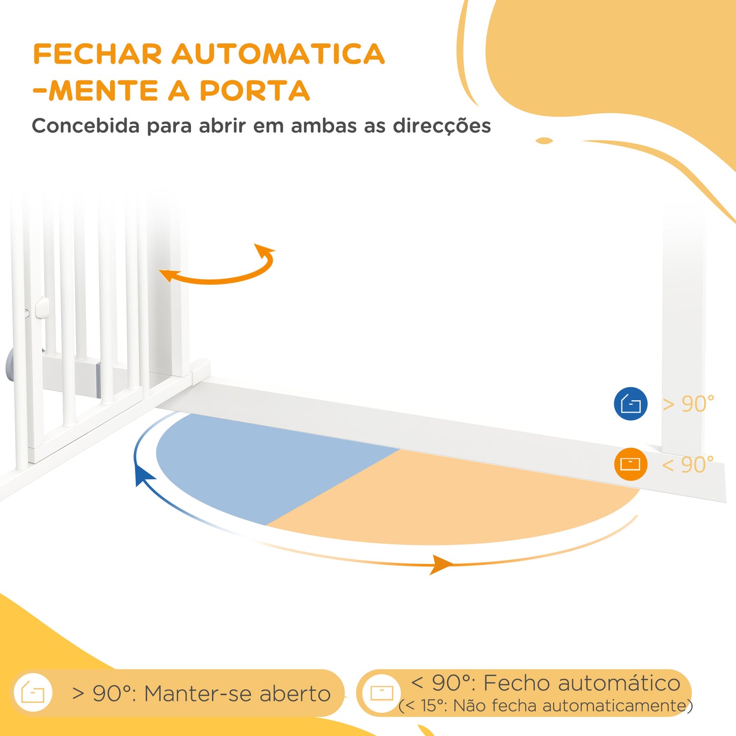 PawHut Barreira de Segurança para Cães com Porta Pequena Barreira para Animais de Estimação Extensível com Fechamento Automático e Sistema Duplo de Bloqueio 74-101x104,1 cm Branco