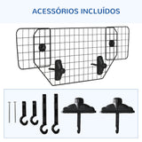 PawHut Grade de Segurança de Carro para Cães Universal Grade de Segurança para Cães com Largura Ajustável 90-120x40,5cm Preto