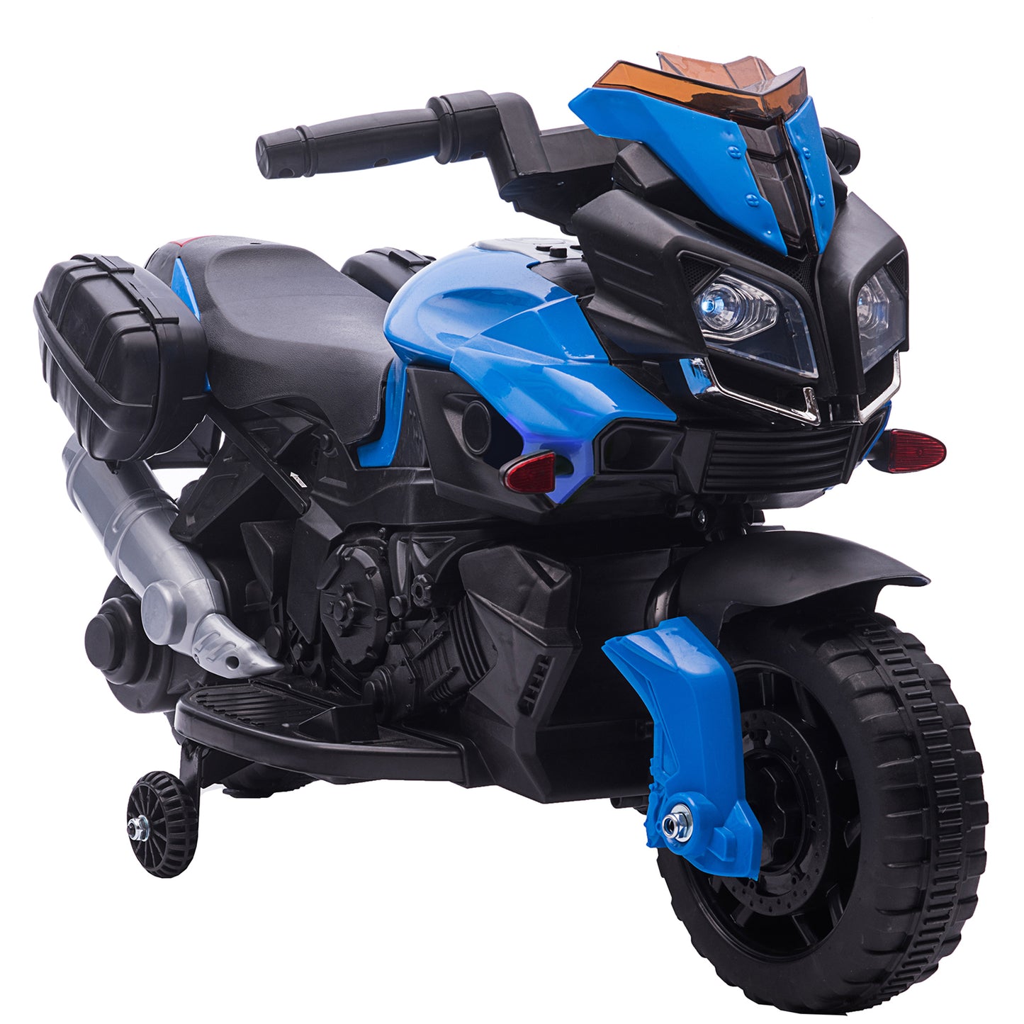 HOMCOM Mota Elétrica para Crianças a partir de 18 Meses 6V com Faróis Buzina 2 Rodas de Equilibrio Velocidade Máx. de 3km/h Motocicleta de Brinquedo 88,5x42,5x49 cm Azul