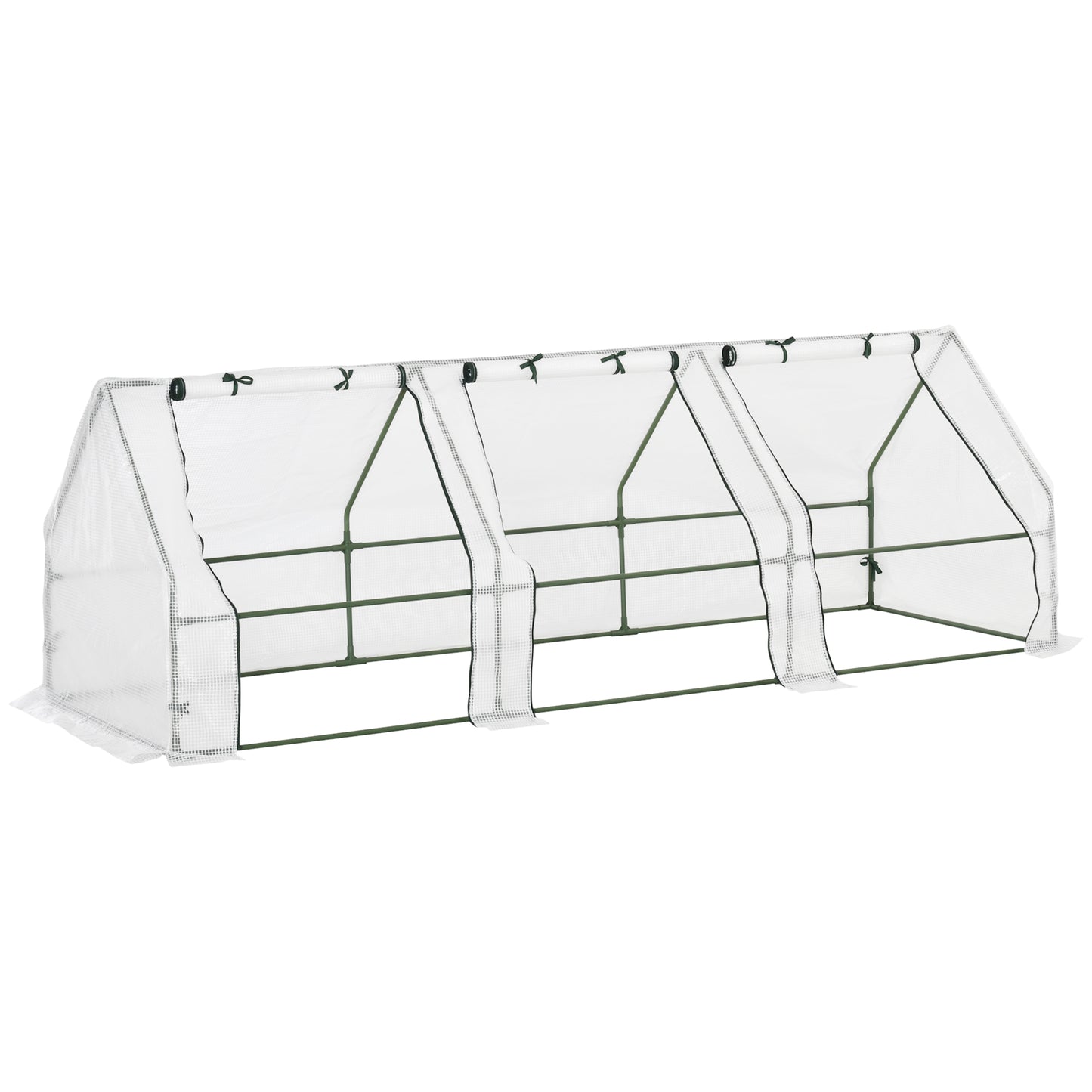 Outsunny Estufa de Jardim Terraço 270x90x90 cm Tipo Casa Tubo de Aço com 3 Janelas Estufa Pequena para Cultivo de Plantas Branco Translúcido