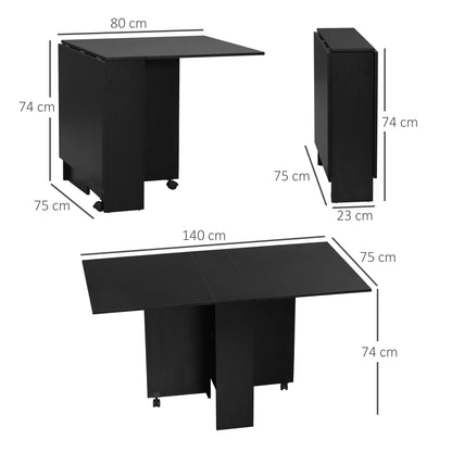 Mesa de Cozinha Dobrável Atman - Preto - Com 2 Prateleiras e Laterais Dobráveis - Design Moderno