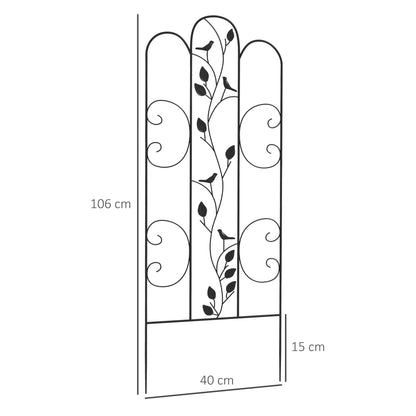 Outsunny Conjunto de 4 Treliças de Jardim Suportes para Trepadeiras de Aço para Plantas Trepadeiras e Decoração Exterior Pátio Terraço 40x106 cm Preto