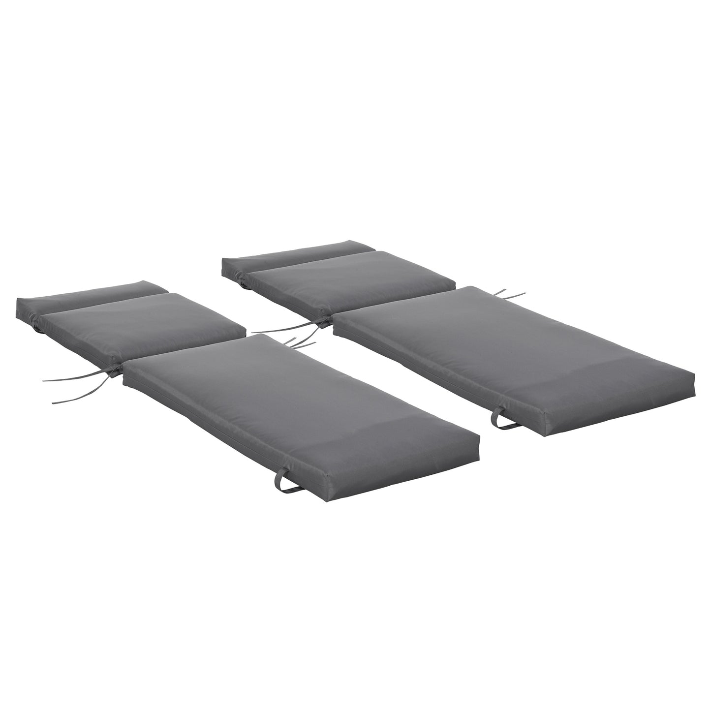 Outsunny Conjunto de 2 Almofadas para Espreguiçadeira 196x55x8 cm Almofada para Espreguiçadeira Acolchoada para Jardim Terraço Pátio Cinza