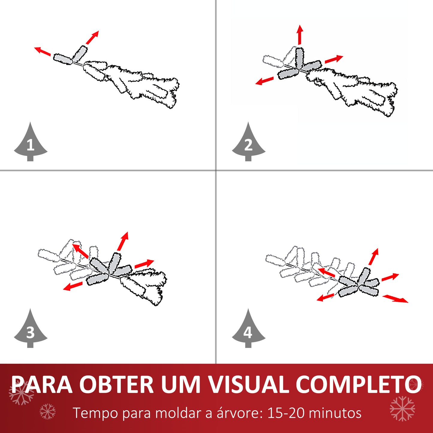 HOMCOM Árvore de Natal 120 cm Árvore de Natal Automática com 222 Ramos 28 Decorações Suporte em Aço Base Dobrável e Removível para Sala Verde