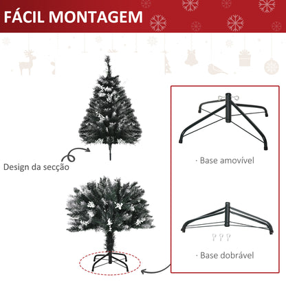 HOMCOM Árvore de Natal 120 cm Árvore de Natal Automática com 222 Ramos 28 Decorações Suporte em Aço Base Dobrável e Removível para Sala Verde