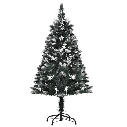 HOMCOM Árvore de Natal 120 cm Árvore de Natal Automática com 222 Ramos 28 Decorações Suporte em Aço Base Dobrável e Removível para Sala Verde