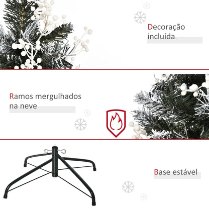 HOMCOM Árvore de Natal 120 cm Árvore de Natal Automática com 222 Ramos 28 Decorações Suporte em Aço Base Dobrável e Removível para Sala Verde