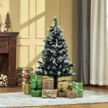 HOMCOM Árvore de Natal 120 cm Árvore de Natal Automática com 222 Ramos 28 Decorações Suporte em Aço Base Dobrável e Removível para Sala Verde