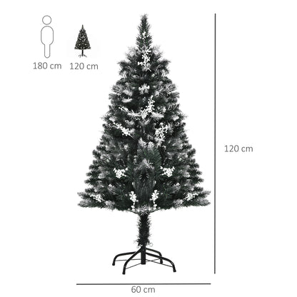 HOMCOM Árvore de Natal 120 cm Árvore de Natal Automática com 222 Ramos 28 Decorações Suporte em Aço Base Dobrável e Removível para Sala Verde