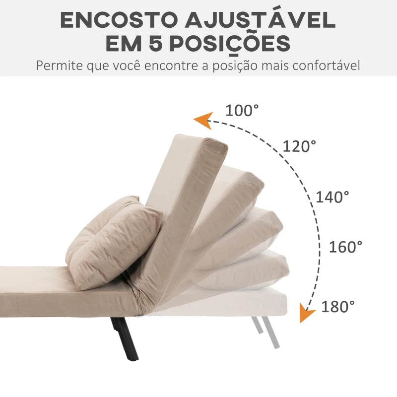 Poltrona-Cama Lopez com Encosto Ajustável - Bege - Design Moderno