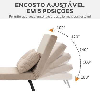 Poltrona-Cama Lopez com Encosto Ajustável - Bege - Design Moderno