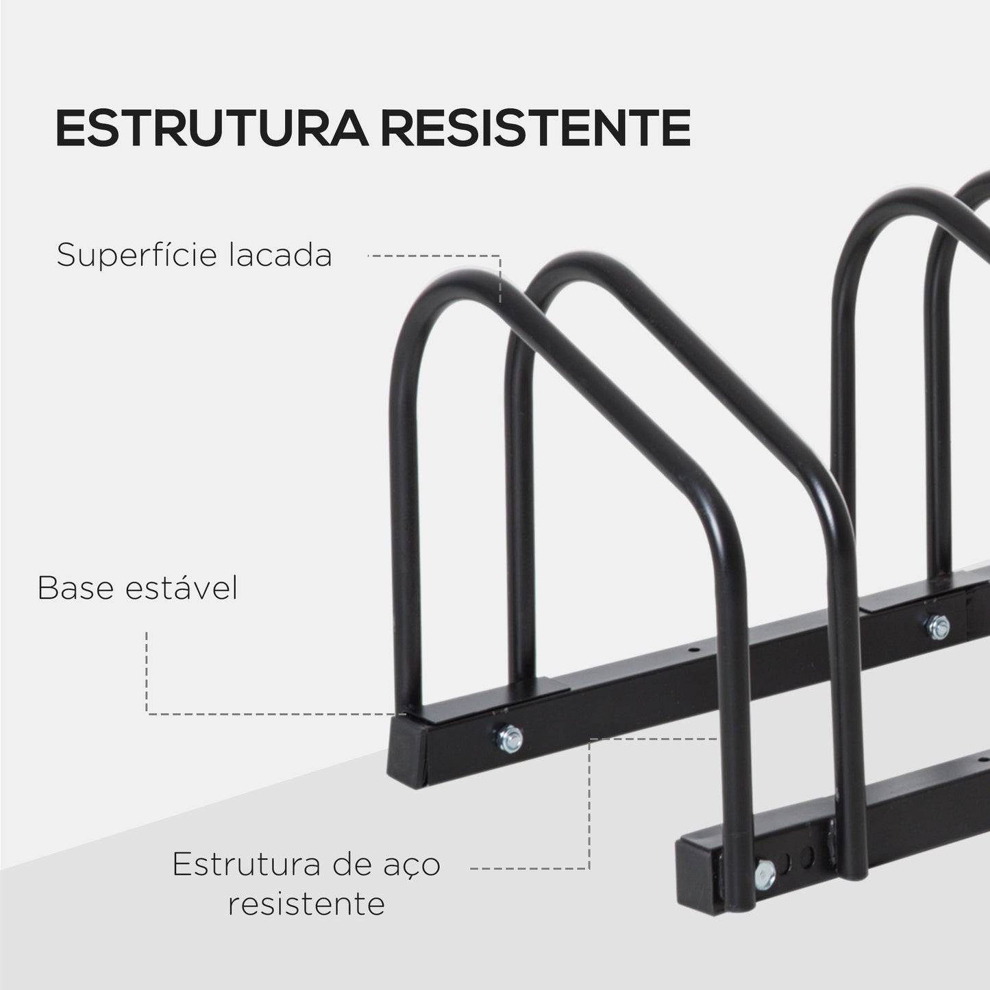 HOMCOM Estacionamento para 4 Bicicletas Suporte de Aço para Estacionar Bicicletas no Chão para Interior e Exterior 110x33x27 cm Preto