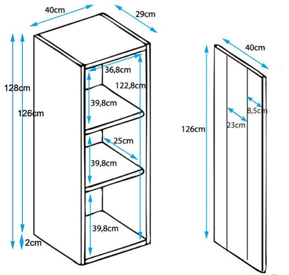 Vitrine Rialba de 128cm com Luzes LED - Carvalho/Branco - Design Moderno