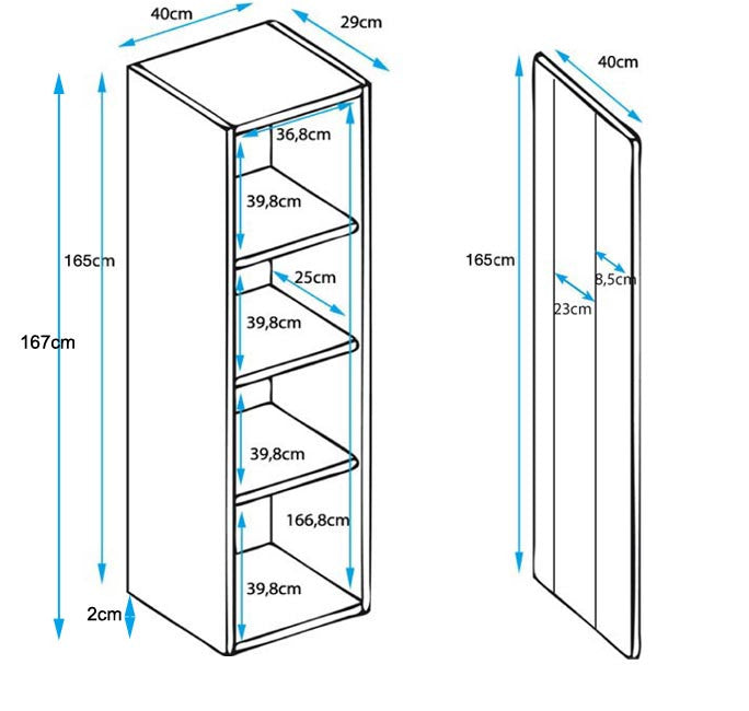 Vitrine Rialba de 167cm com Luzes LED - Preto - Design Moderno