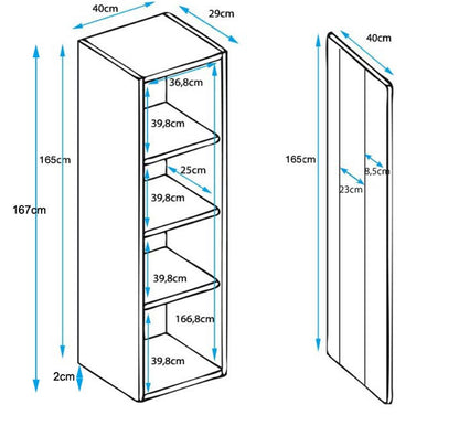 Vitrine Rialba de 167cm com Luzes LED - Preto - Design Moderno