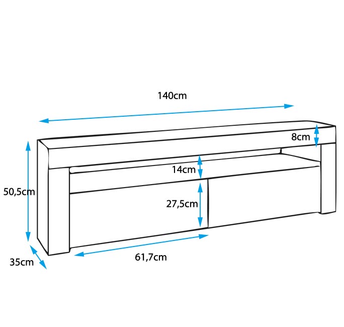 Mueble TV modelo Alai (140x50,5cm) color blanco