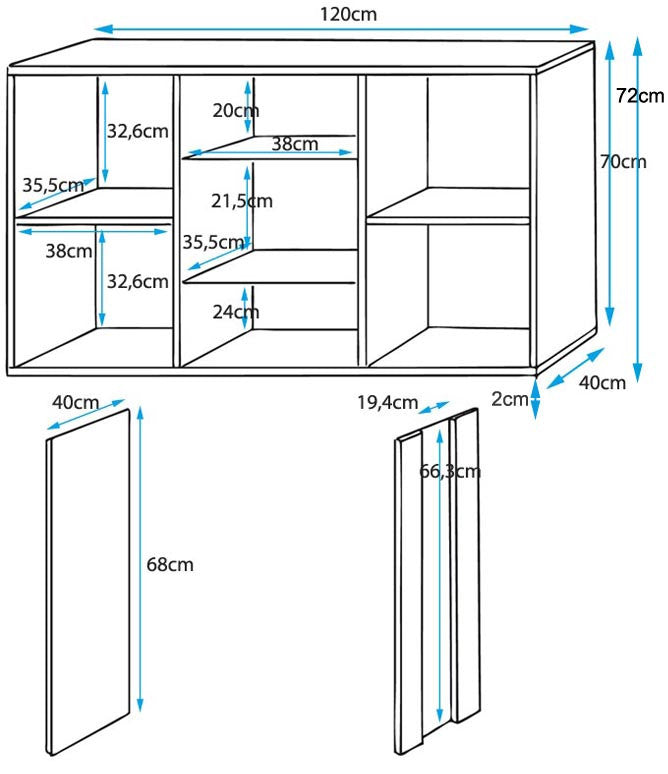 Aparador Lukis com Luzes LED de 120cm - Branco Brilhante - Design Moderno