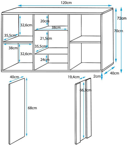 Aparador Lukis com Luzes LED de 120cm - Branco Brilhante - Design Moderno