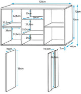 Aparador Lukis com Luzes LED de 120cm - Preto Brilhante - Design Moderno