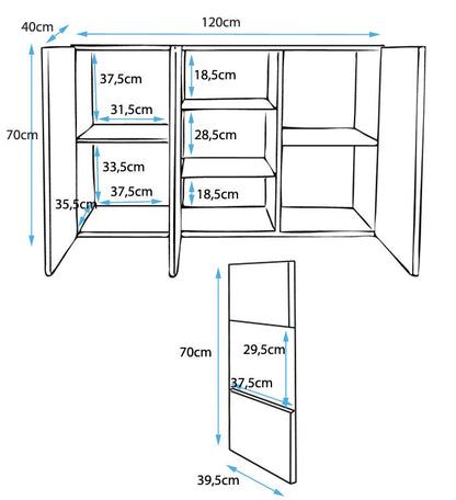 Aparador Clash Suspenso de 120cm com Luzes LED - Branco Brilhante - Design Moderno