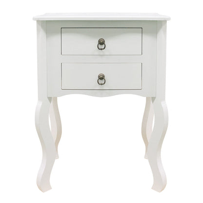 Mesa de Cabeceira Louge com 2 Gavetas - Branco - Design Clássico