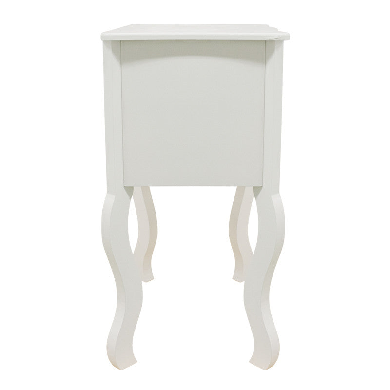 Mesa de Cabeceira Louge com 2 Gavetas - Branco - Design Clássico