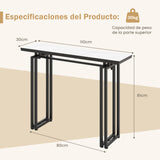 Mesa Consola Moderna "Luxe" com Tampo de Mármore Falso e Estrutura Metálica - 110x30x81 cm (Branco + Preto)