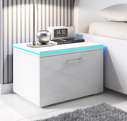 Mesa de Cabeceira Turner com Luzes LED - Branco - Design Moderno