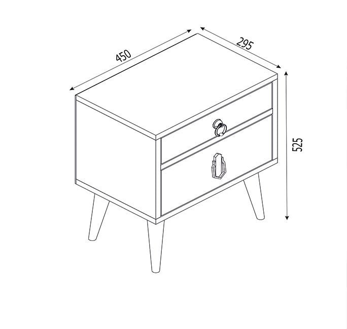 Mesa de Cabeceira Leiria com 2 Gavetas - Design Nórdico