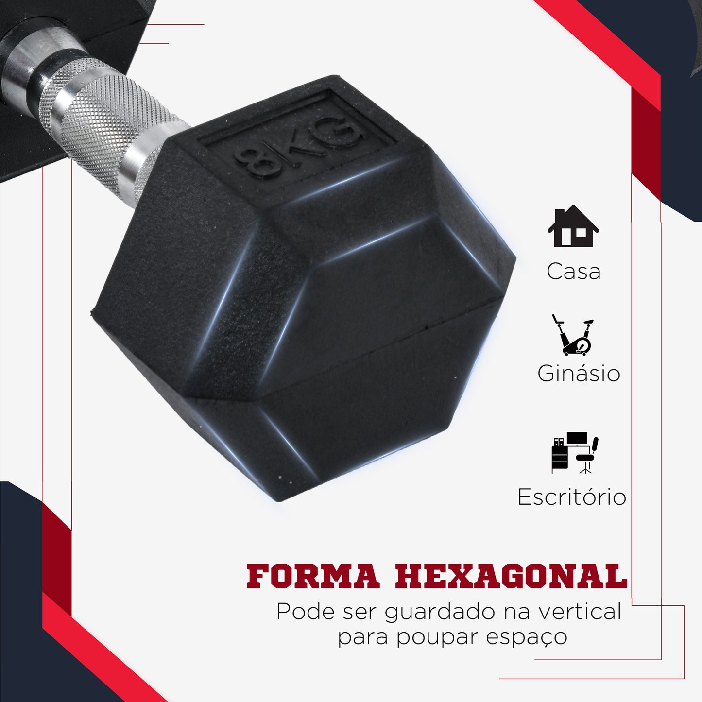 HOMCOM Conjunto de Halteres 16 kg com Barra Metálica e Cabeça Hexagonal Conjunto Pesos para Treino em Casa Ginásio 30,5x12,7 cm Preto e Prata