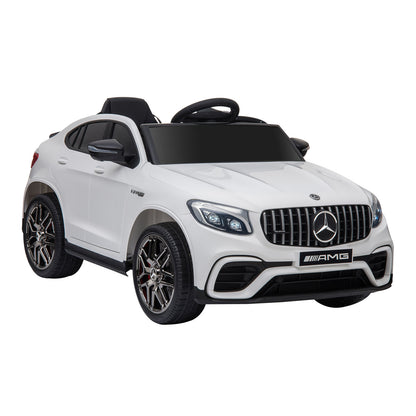 HOMCOM Carro Elétrico Mercedes AMG 12V para Crianças acima de 3 Anos com Controle Remoto Música Luzes Abertura da Porta 115x70x55cm Branco