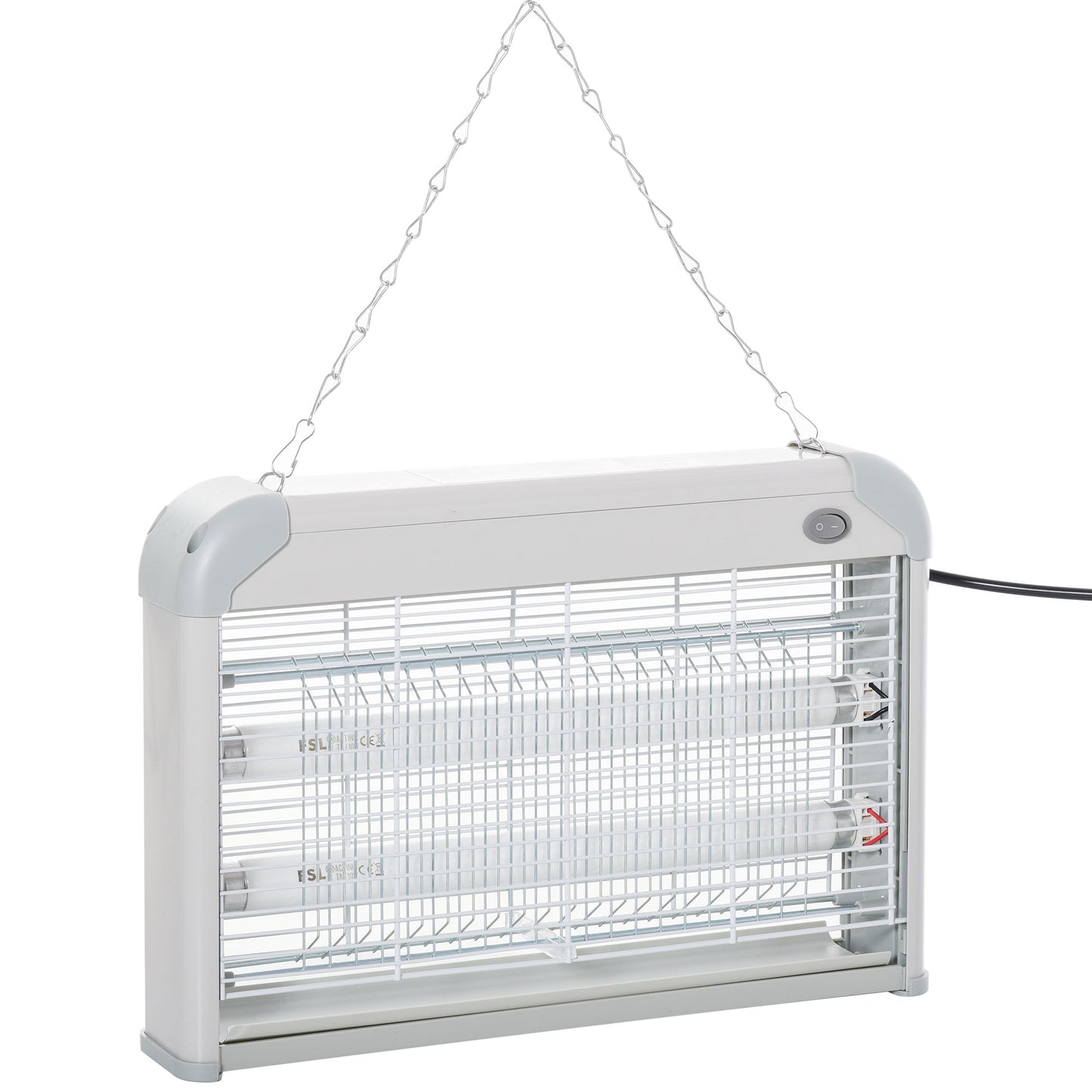 Lâmpada Anti-mosquito Elétrica com Luz Ultravioleta 20W com 2 Tubos LED Área de Ação 60m² 39x7.5x26.5 cm Branco