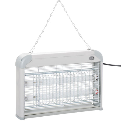 Lâmpada Anti-mosquito Elétrica com Luz Ultravioleta 20W com 2 Tubos LED Área de Ação 60m² 39x7.5x26.5 cm Branco