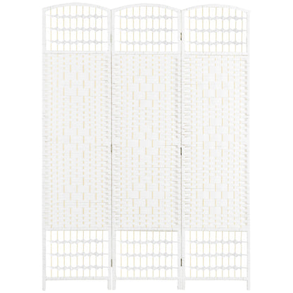 HOMCOM Biombo Separador de Ambientes de 3 Painéis 120x170 cm Divisória de Ambientes Dobrável com Corda de Papel e Estrutura de Madeira Decoração para Dormitório Sala de Estar Branco