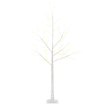 Outsunny Árvore de Bétula 150cm de Altura com 210 Luzes LED em Branco Quente Ramos Flexíveis e Base para Decoração de Festas Aniversários Casamentos 20x20x150cm Branco