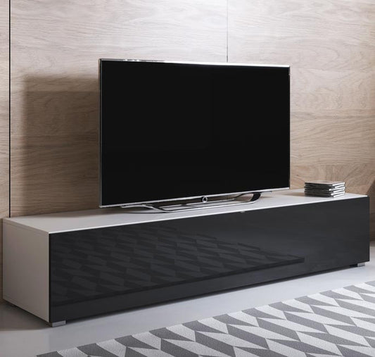 Móvel de TV Lukes de 160cm - Branco/Preto Brilhante - Design Moderno