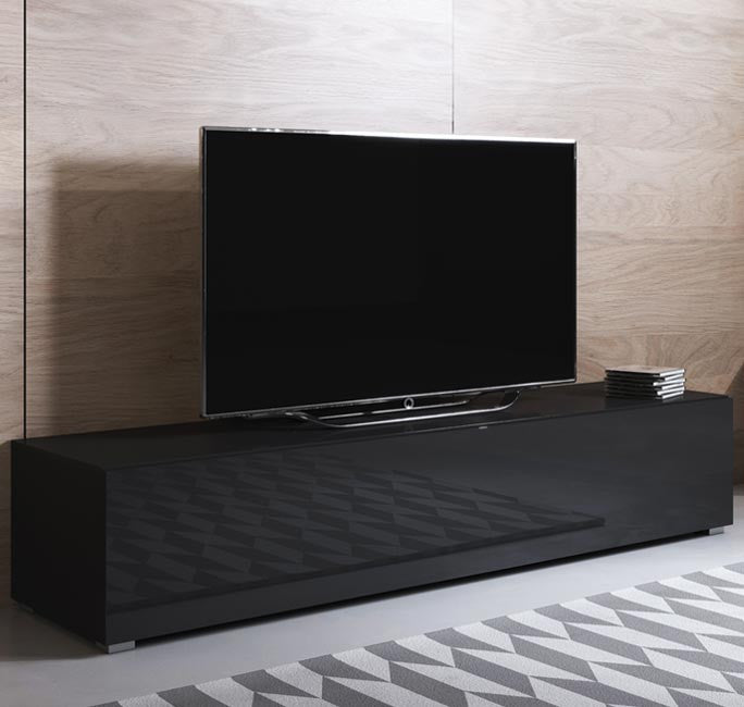 Móvel de TV Lukes de 160cm - Preto Brilhante - Design Moderno