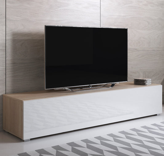 Móvel de TV Lukes de 160cm - Carvalho/Branco Brilhante - Design Moderno