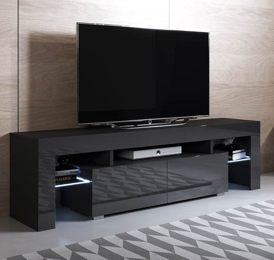 Móvel de TV Neyla de 160cm - Preto Brilhante - Design Moderno