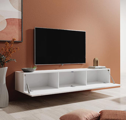 Móvel de TV British Suspenso de 180cm - Branco Brilhante - Design Moderno