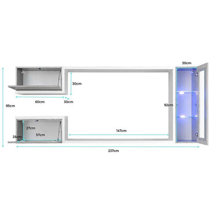 Conjunto de Móveis da Sala Usher - Branco/Cinzento - Design Moderno