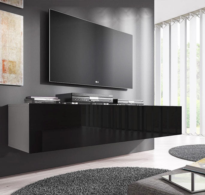 Mueble TV modelo Nerea H2 (160 cm) en blanco y negro