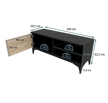 Mueble TV Koi en color negro y sonoma mate de 100 cm