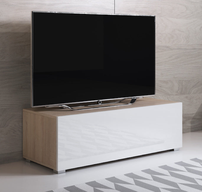 Mueble TV modelo Leiko H1 (100x32cm) color sonoma y blanco con patas estándar