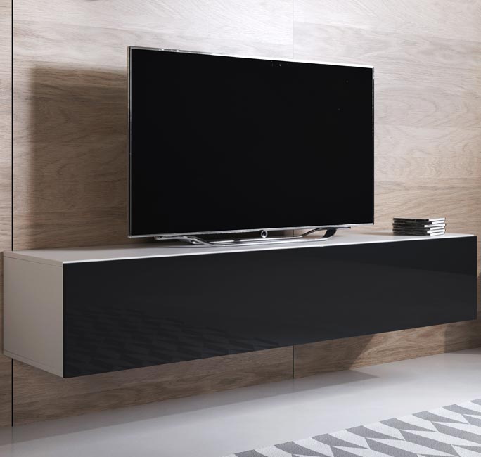 Mueble TV modelo Leiko H2 (160x30cm) color blanco y negro