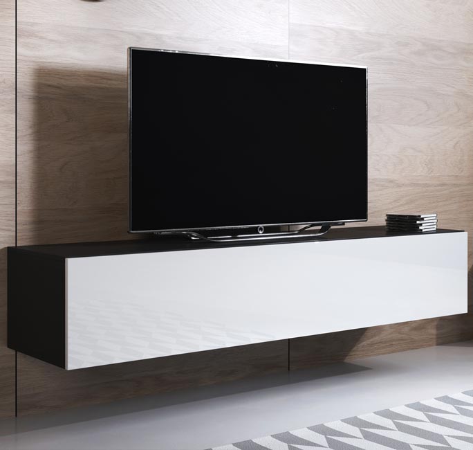 Mueble TV modelo Leiko H2 (160x30cm) color negro y blanco