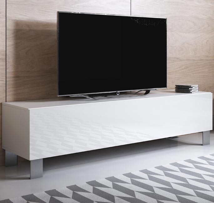 Mueble TV modelo Leiko H2 (160x42cm) color blanco con patas de aluminio